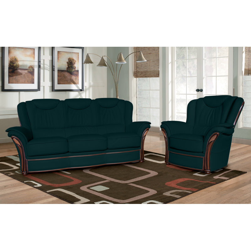 Rosalind Wheeler Higbee 2 Piece Leather Sofa Set Wayfair.co.uk